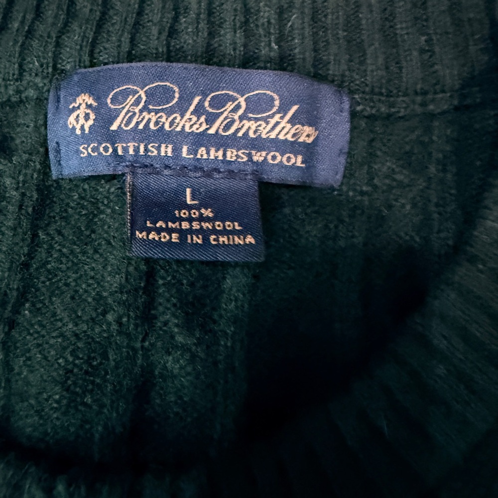 Brooks Brothers Dark Green Cable Knit Crewneck Sweater - Picture 3 of 6